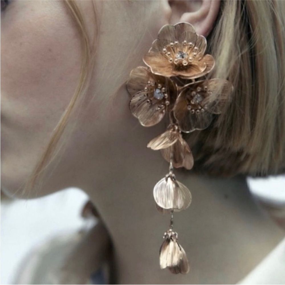 Zara Floral Gold Earrings
